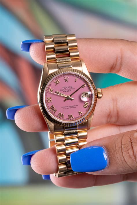 pink rolex watch with diamonds|rolex 34 datejust pink face.